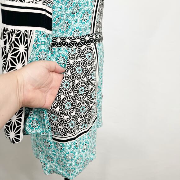 NWT Loft Sand Dollar Romper Aqua Black Bell Sleeve Preppy Summer Beach Size XS - Picture 5 of 10